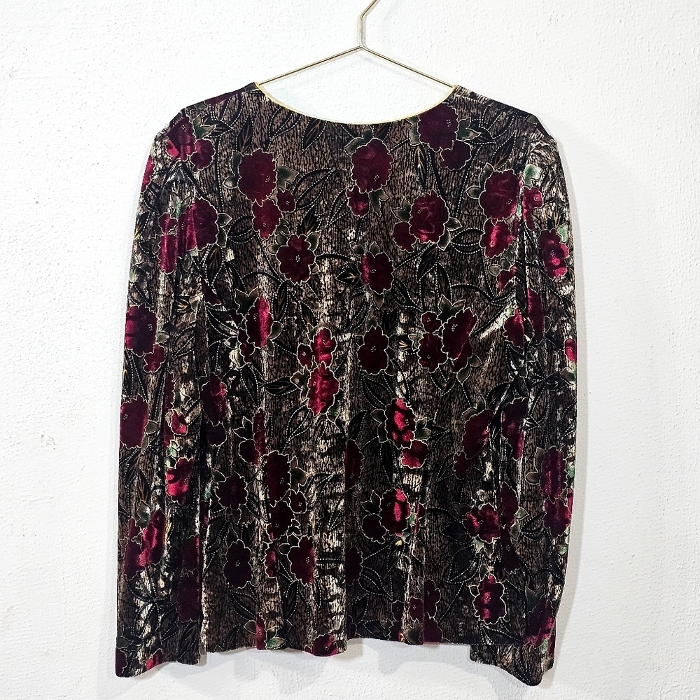R&K Red and Black Floral Blazer And Skirt Velvet Boho Whinisigoth Vintage - Picture 13 of 15
